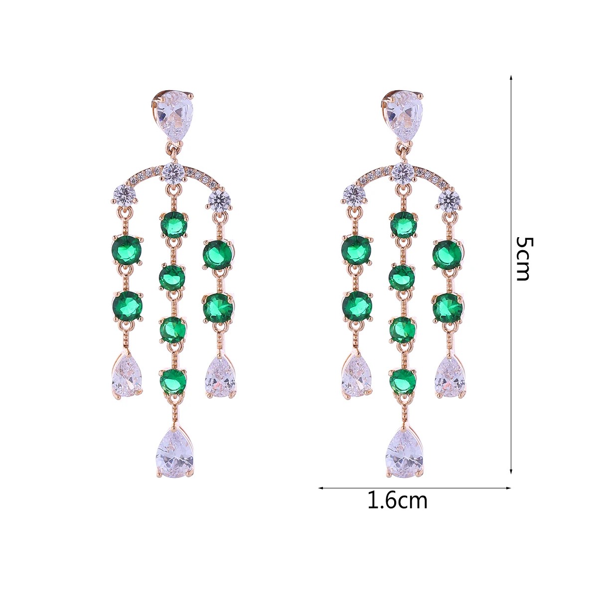 Brincos pendurados de zircão colorido longo feminino para festa