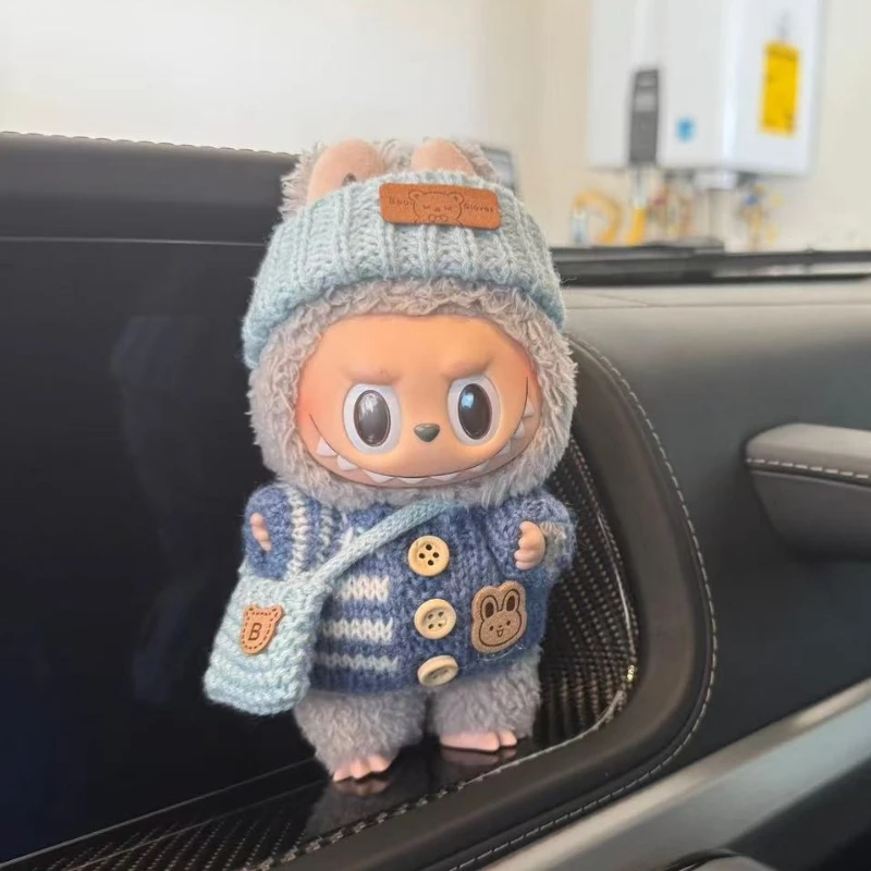 라부부 인형 옷 V1 V2 V3 17cm 인형 앉아있는 자세 액세서리 안경 의류 디자이너 어린이 선물 스웨터 모자 가방 세트