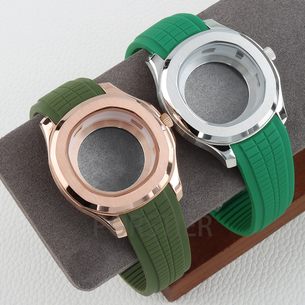 42mm NH35 Rubber Bracelet Case 10ATM Waterproof for AQUANAUT NH35 NH36 NH38 Movement 31.5mm Dial Stainless Steel Watch Parts
