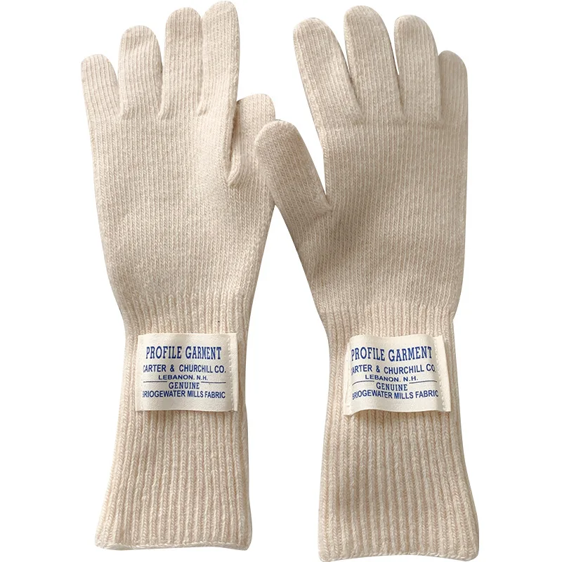 Koudebescherming in de winter Vijfvinger touchscreenhandschoenen Dames herfst en winter Koreaanse letter Open vinger rijden Wol gebreide