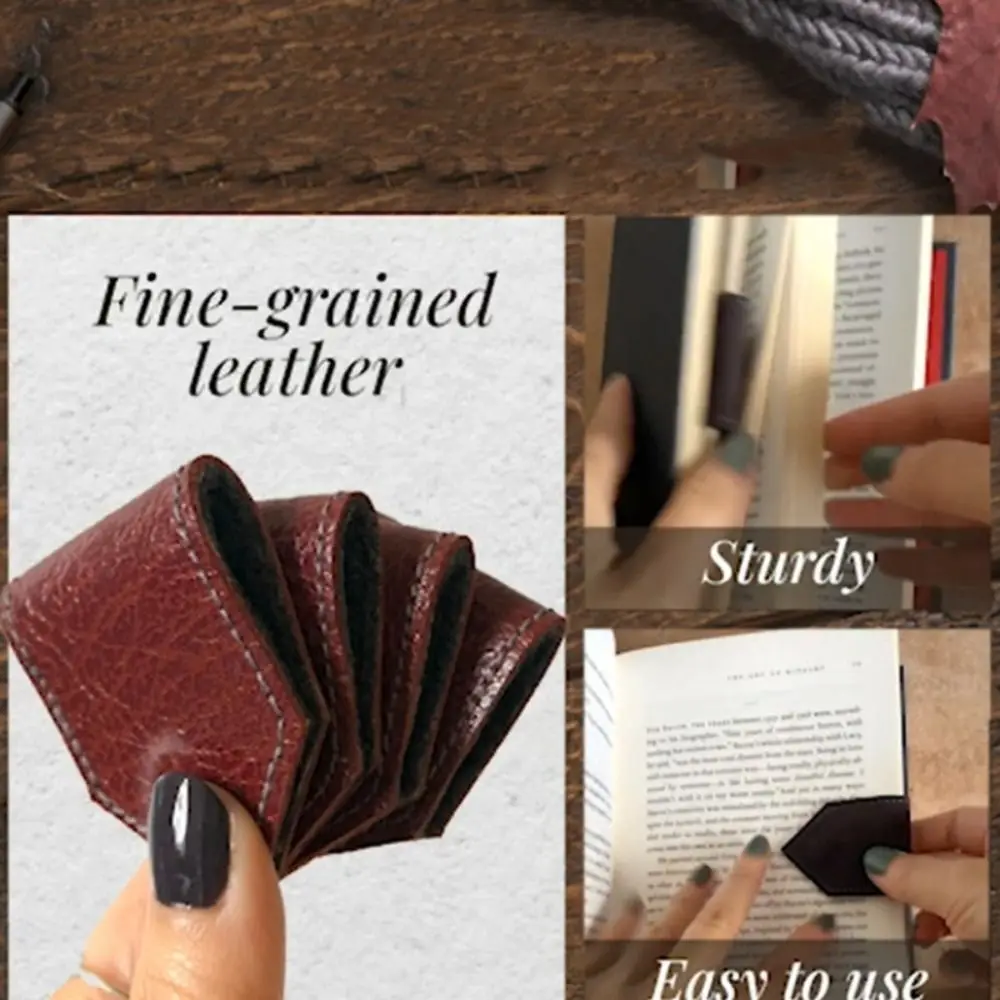 Exquisite PU Leather Magnetic Bookmark Diamond Shape Multifunctional Leather Bookmark Book Pagination Mark Students