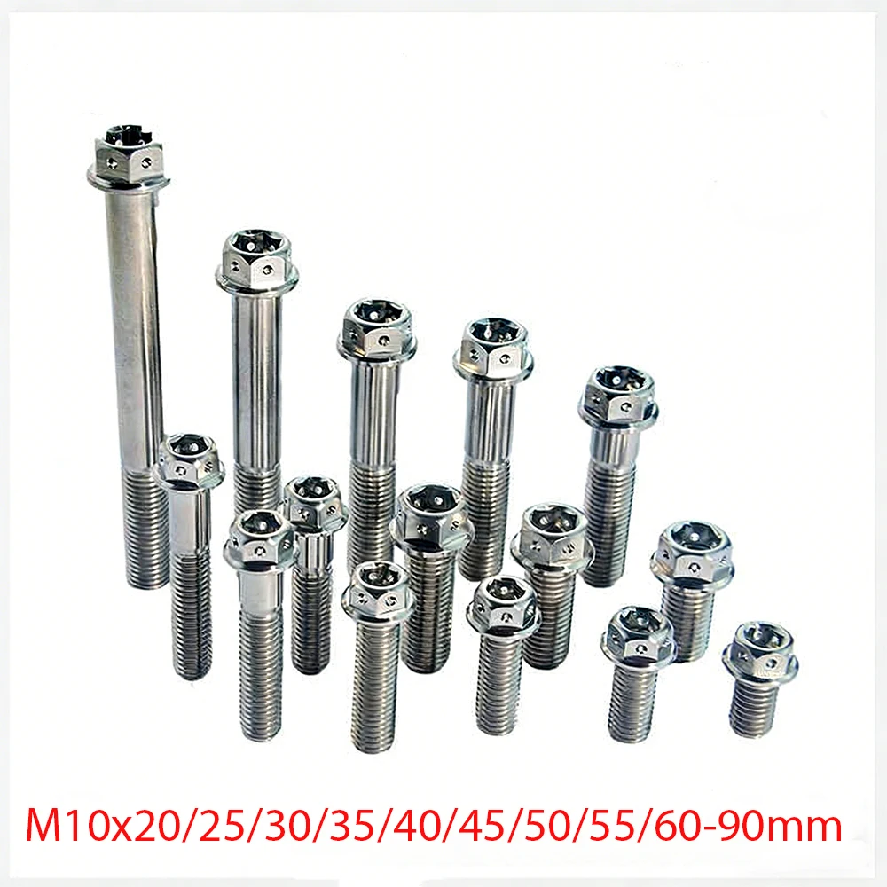 Titanium Alloy Flange Head Screw M10x20/25/30/35/40/45/50/55/60-90mm Hexagon Head  Hollow Motorcycle Modification Bolt Fastener