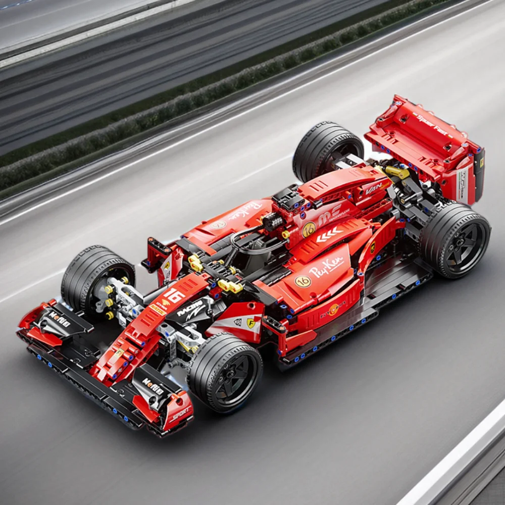 

Super Red Sports Race Car Building Blocks 1:10 Scale Model with Damping Suspension Adult Kids Assembly Bricks Kit Vehicle Gift