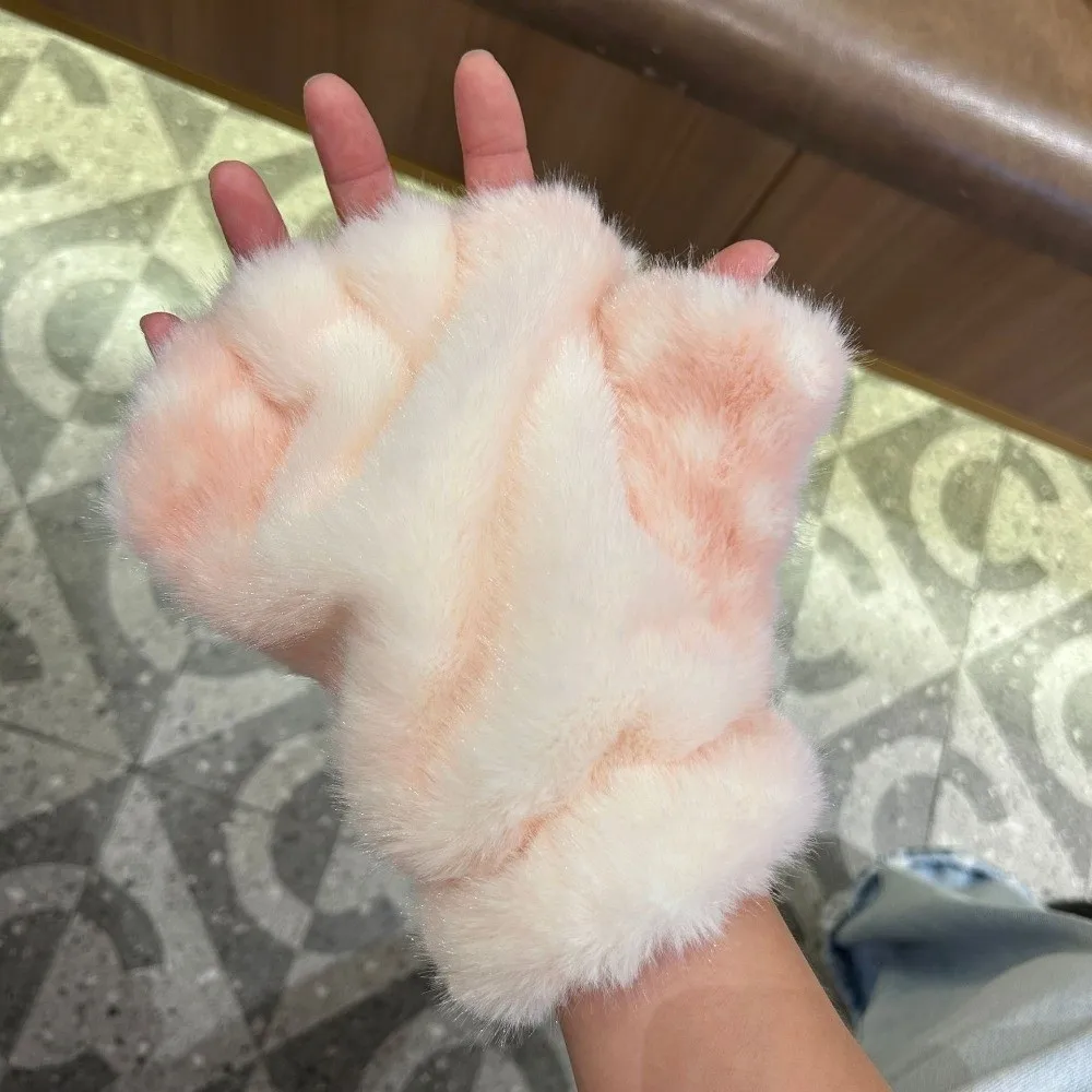 Fashion Thickened Deer Gloves Cold-proof Touchscreen Winter Gloves Warm Windproof Half-fingered Gloves Winter