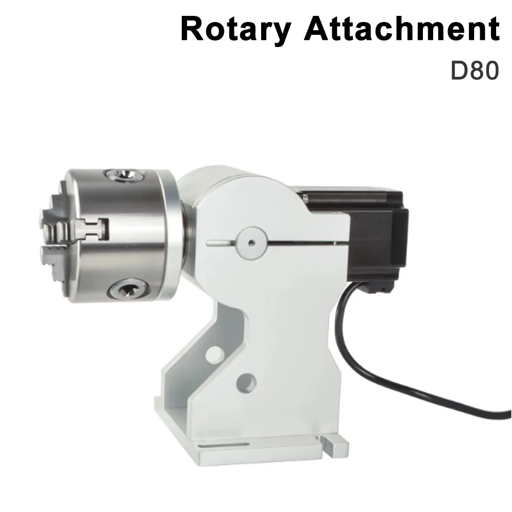 Rotary Attachment D80 Rotary Device with 3 Jaw Chuck, Can Choose DM542 Driver for UV CO2  Fiber Laser Marking Machine
