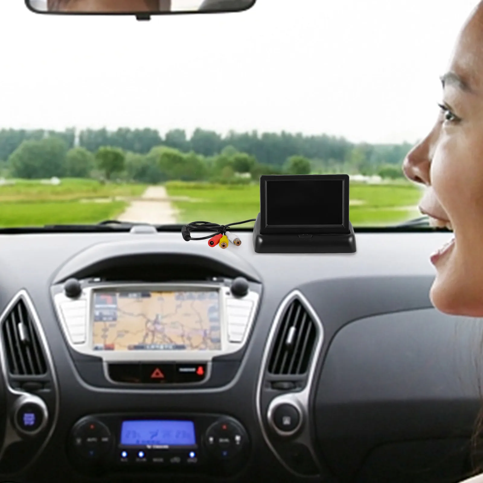 Backup Camera Monitor Screen Foldable High-Definition Rear View Reverse Monitor Display for Car Driving Backup Camera