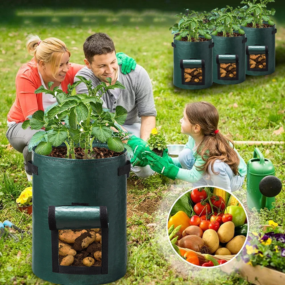 Ferramenta de jardim Batata Crescer Saco, PE Vegetal Crescer Sacos com Alça, Saco Crescente Espessado, Cebola, Pote de jardim ao ar livre