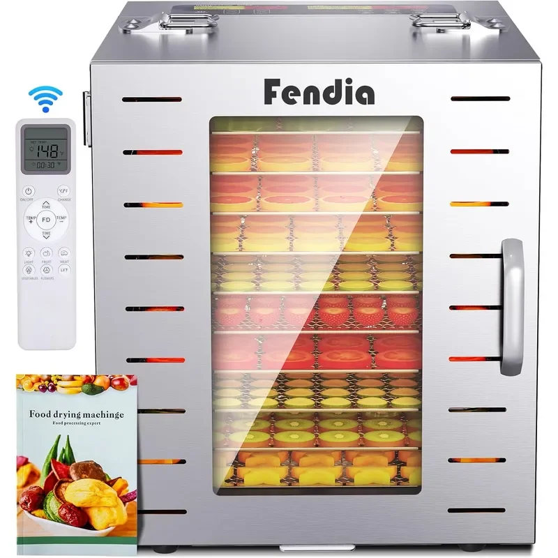 Food Dehydrator for Jerky Remote Control Large 10 Stainless Steel Trays 1000W Fruit Dehydrator 24H Timer and 194F Temperature