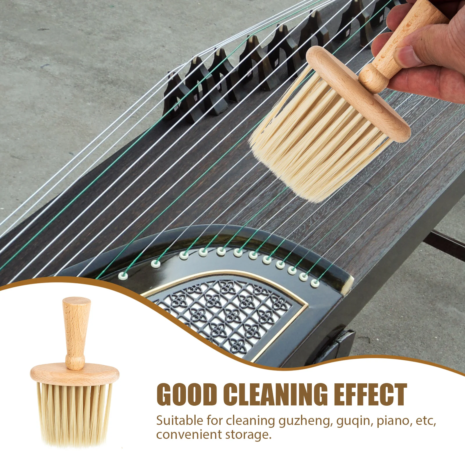 

2 Pcs Guzheng Cleaning Brush Wooden Dust Removal Brushes Strong Bristles Labor Saving Design Anti Collision for Instruments