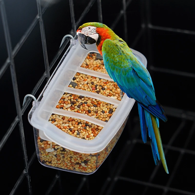 1Pcs Cage Parrot Feeder Bowl Bird Supplies For Cage Birds Water Hanging Bowl Box Pet Plastic Food Container