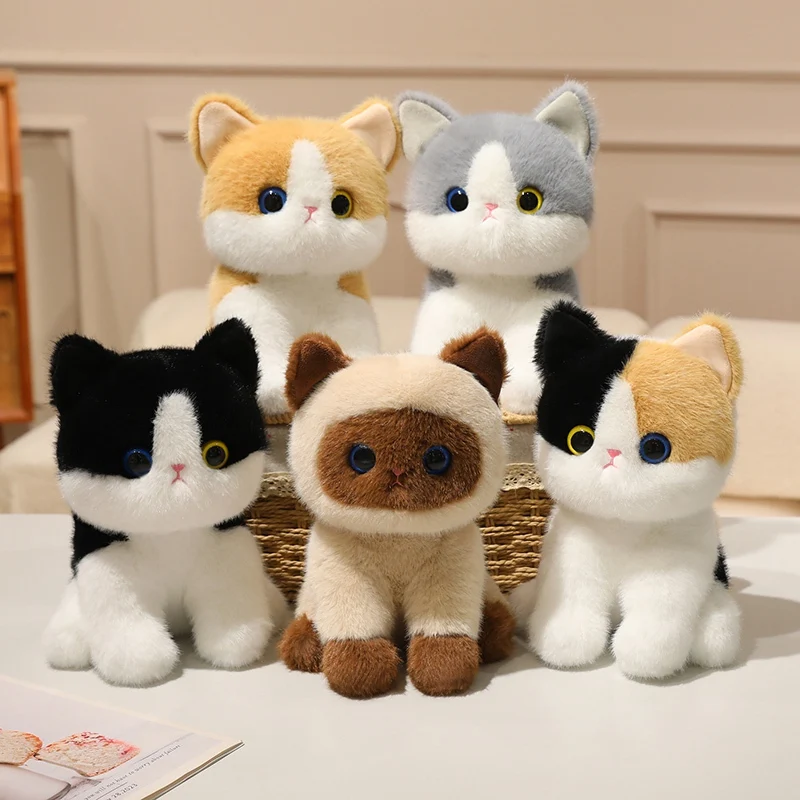 25cm Standing Cat Plush Toy Cartoon Soft Stuffed Kitty Doll Cute Animal Plush Ornament Gift Girsl Table Companion Plush Toy