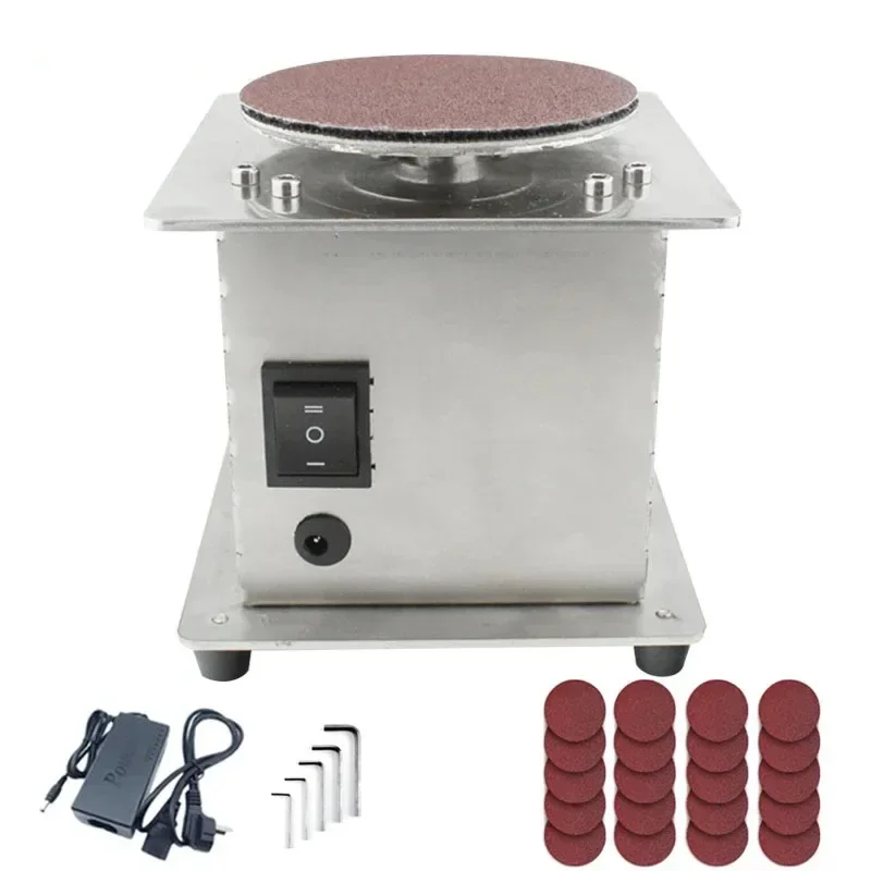 Mini Bench Disc Sander 220V with 7 Variable Speed Electric Edge Sharpener Self-adhesive Sanding Roller Benchtop Grinding Machine