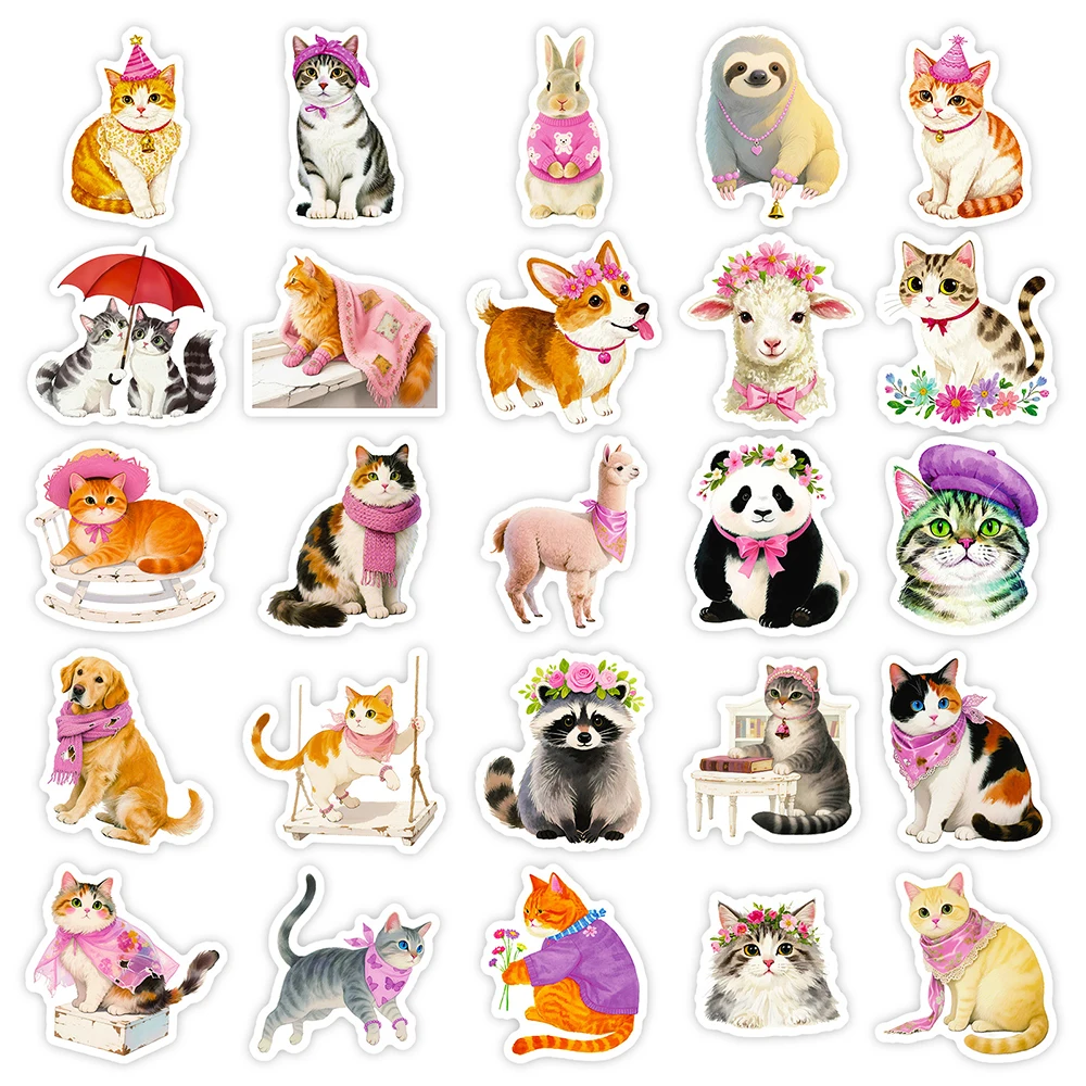 10/30/56pcs Kawaii Cat Dog Cartoon Graffiti Stickers Cute Animal Aesthetic Decals Luggage Diary Phone Decoration Sticker Kid Toy