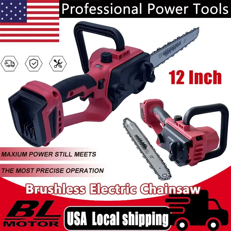 

12IN Бесщеточная электрическая цепная пила для сада, аккумуляторная электрическая пила для резки древесины, подходит для резки деревьев, аккумулятор Milwaukee 18 В