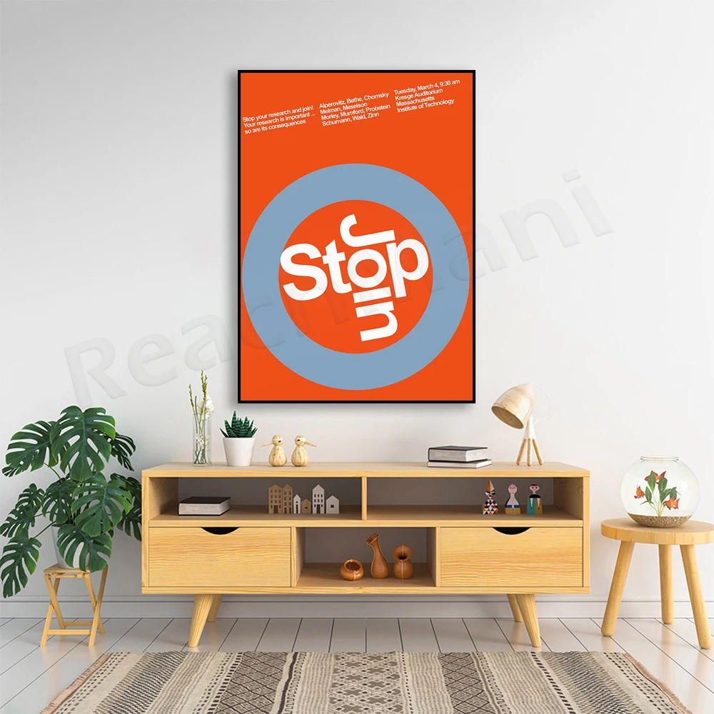 Stop - Add Mid-Century Modern Art Posters, Modern Design Art Abstract Bauhaus Prints, Paul Rand Decorative Posters