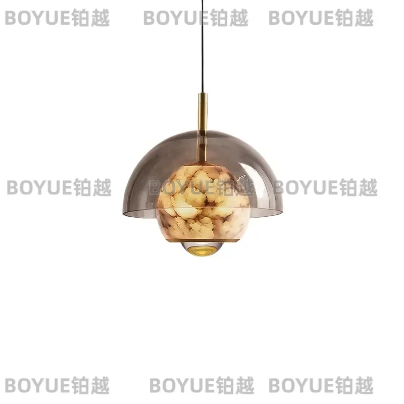 Natural Marble Planet Chandelier Modern Minimalist Pendant Light Luxury Ceiling Lamp for Dining Room Living Room Bedroom Bar