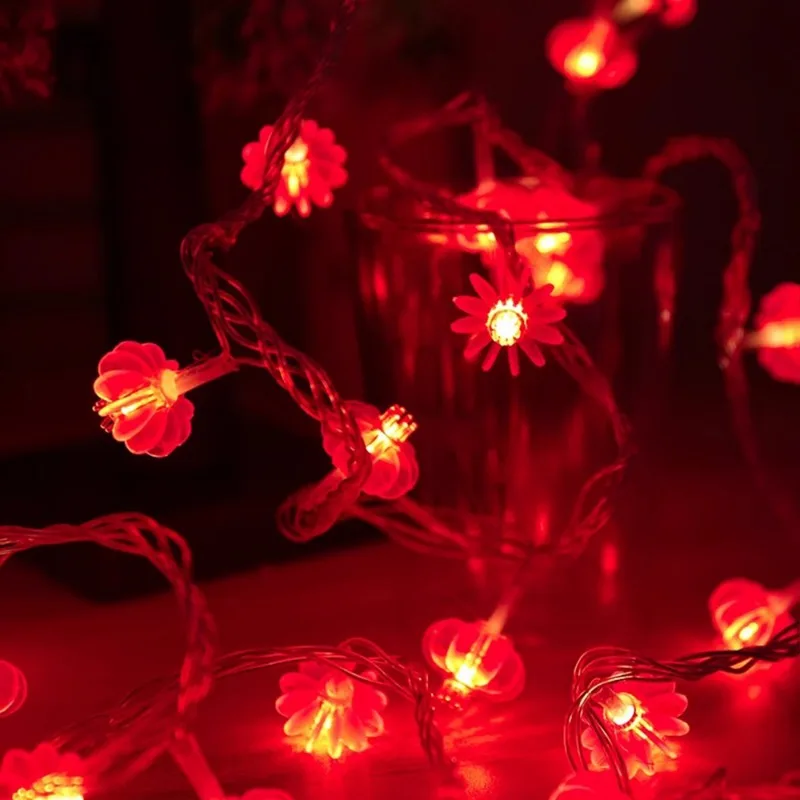 1.5M Happy New Year Red Lantern String LED Decor Chinese Knot Lights String Wedding Decorations Chinese Spring Festival Scene
