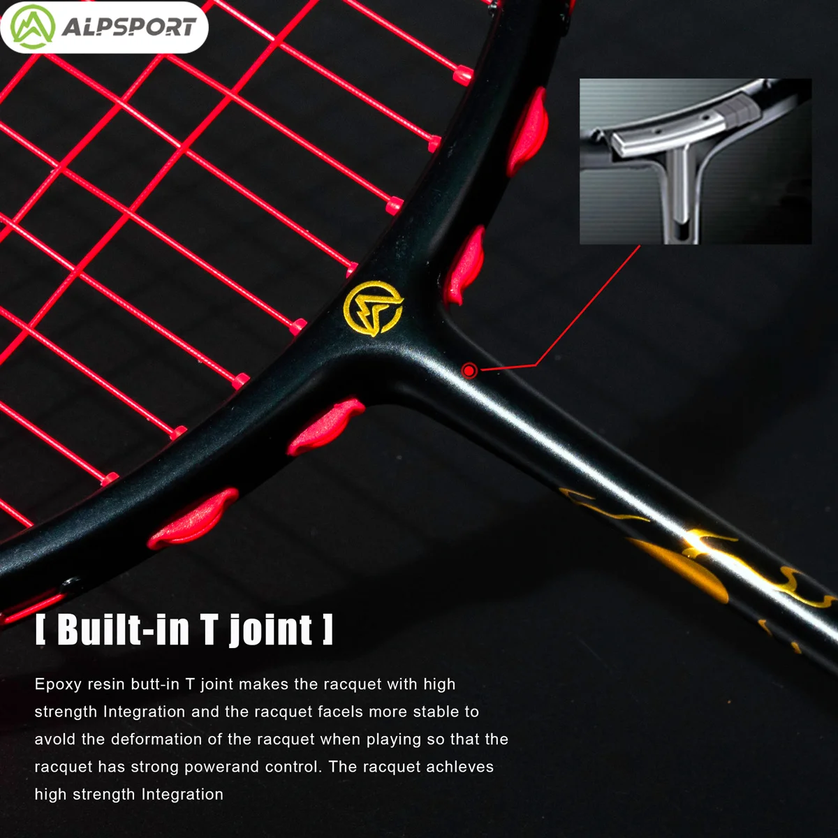 Alpsport QY 4U/G5/T800 Professional Racket Maximum 38 lbs Tournament Club Professional Carbon Fiber + Titanium Badminton Racket