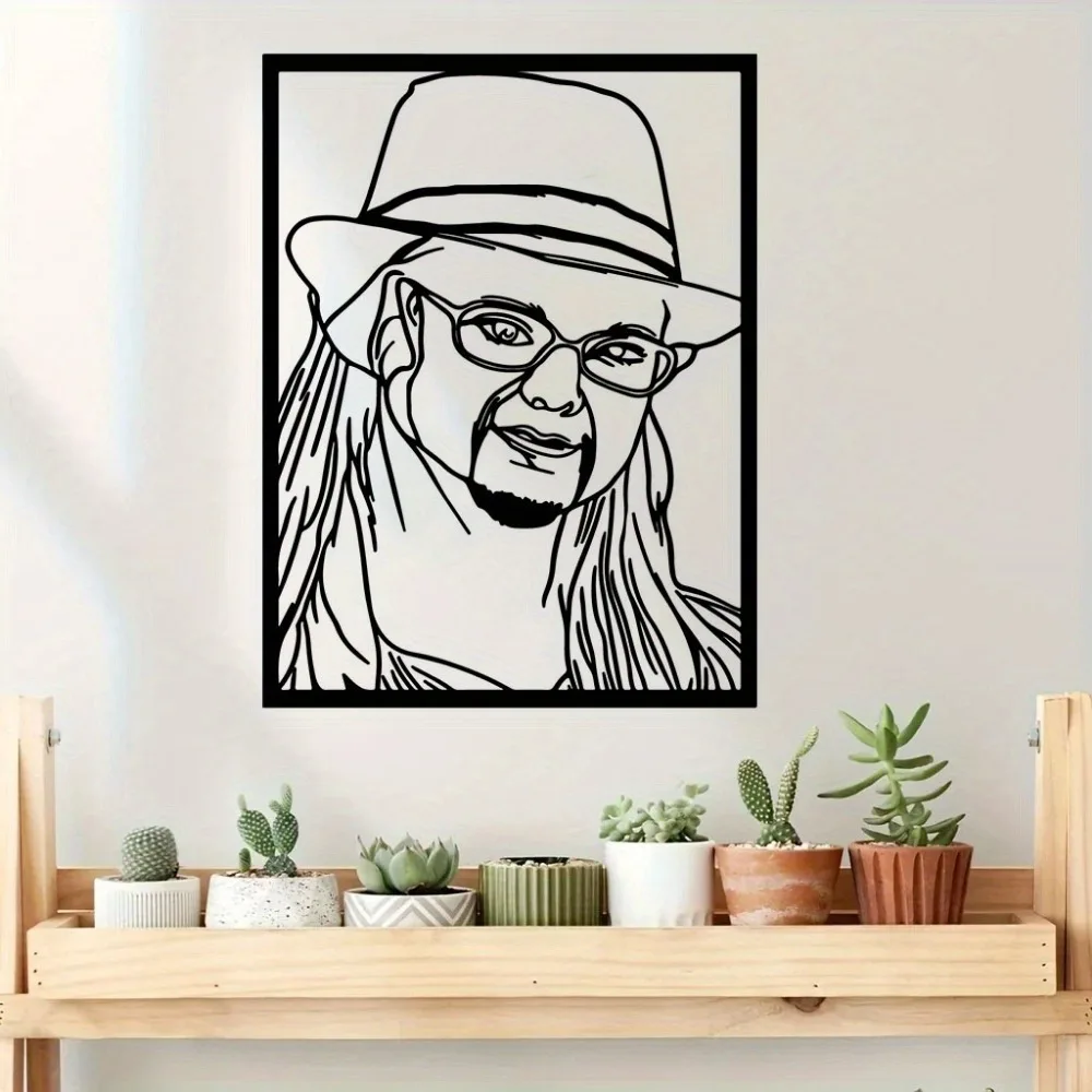1pc Customizable Framed Metal Portrait, Personalized Photo Art, Elegant Decor Gift For Memorable Moments (Only For Decoration)