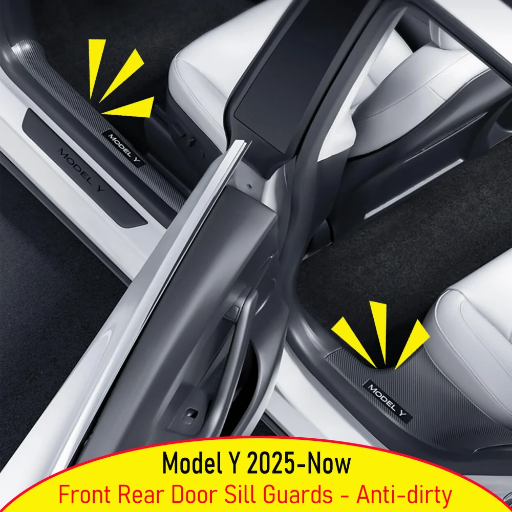 

8 шт. для 2025 2026 Tesla Model Y Juniper, защита на порог передней и задней двери, пороговая полоса, противоударная защитная панель, аксессуары