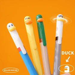 1/4pcs Duck Pens Fingertip Small Pulley Roller Skating 0.5mm Ballpoint Black Color Gel Ink for Writing Office School A7767