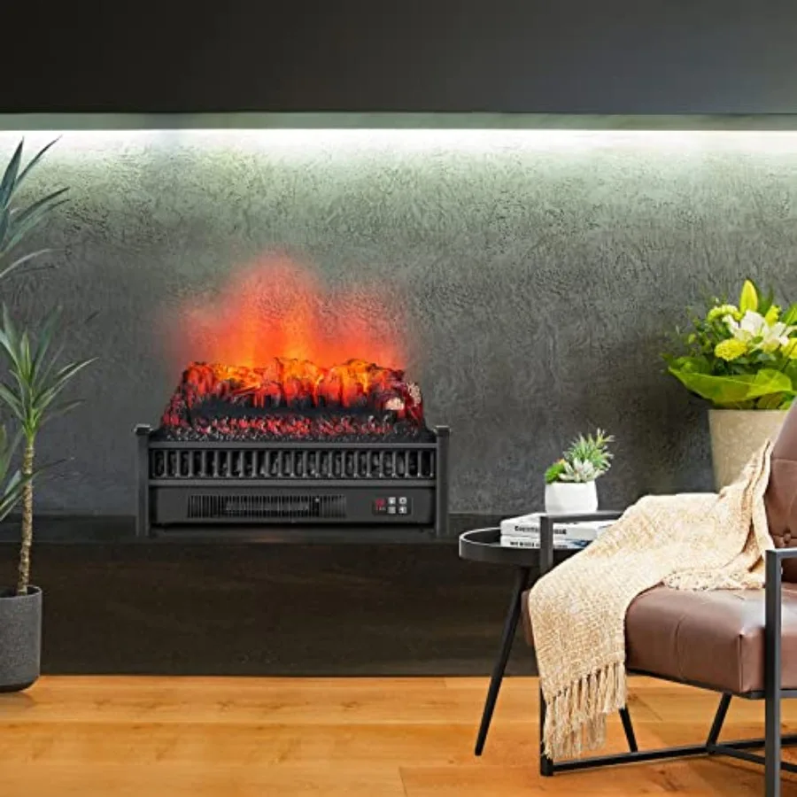 Electric Fireplace Insert Log Set 23-Inch Infrared Quartz Fireplace Log Heater with Remote Control 6H Timer Adjustable Flame Ef