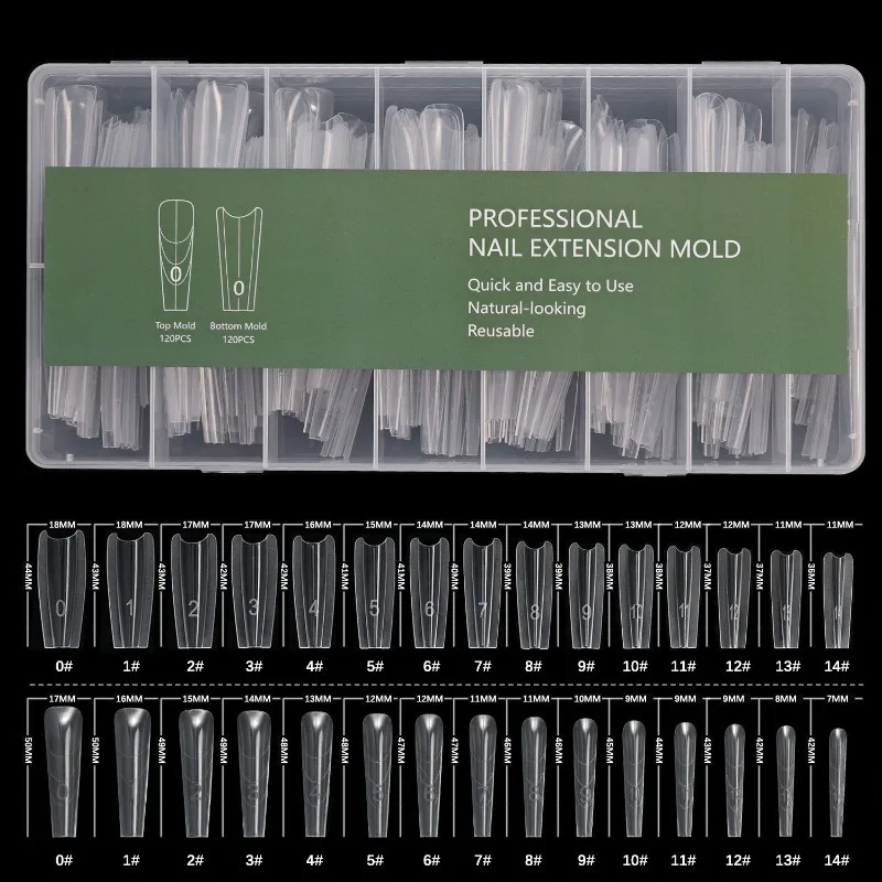 Long Ladder Oval Quick Extension Sandwich Nail Form Paper-Free Crystal Gel Builder Mold Professional Manicure  Shaping