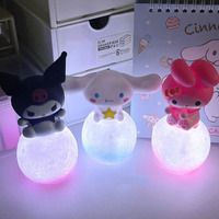 Kawaii Sanrioed Cinnamoroll Hello Kitty Moon Led Night Light 3D Mold Anime Bedroom Ornament Kid Night Light Bedside Lamp Decor