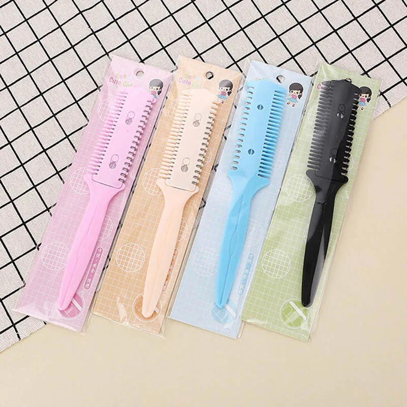 Trimmer Styling Tool 1Pc Safety Hairdressing Thinning Trimmer Colorful Hair Razor Comb Scisso Men Women Hair