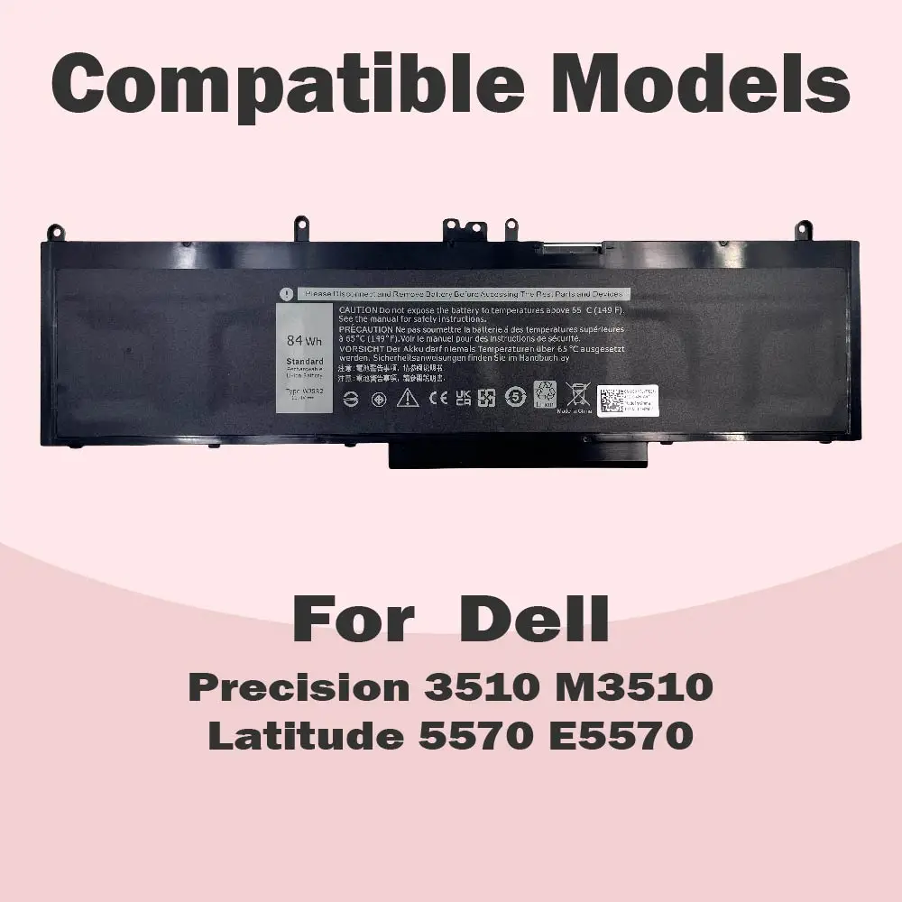 WJ5R2 84Wh Battery Compatible with Dell Precision 3510 4F5YV Series Latitude E5570 15.6inch(not for 14inch)  04F5YV