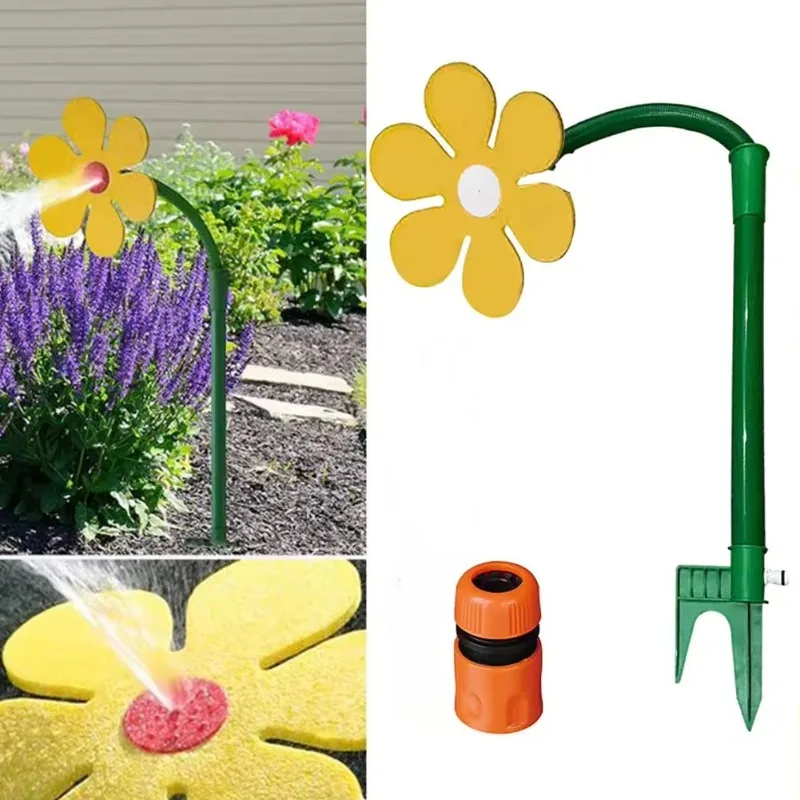 1/2PC Dancing Flower Water With Sprinkler 360 Rotating Sunflower Irrigation Tool Adjustable Sprinkler for Lawn & Garden