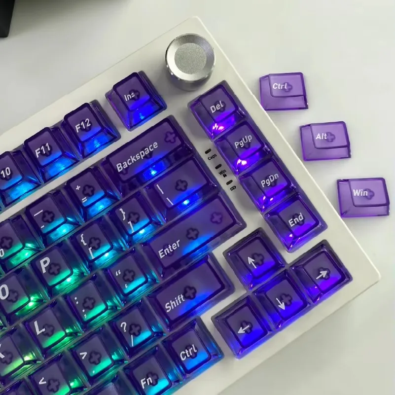 

Sublimation + PC material purple charm gradual change transparent keycap 136 keys Original highly customized mechanical keyboard