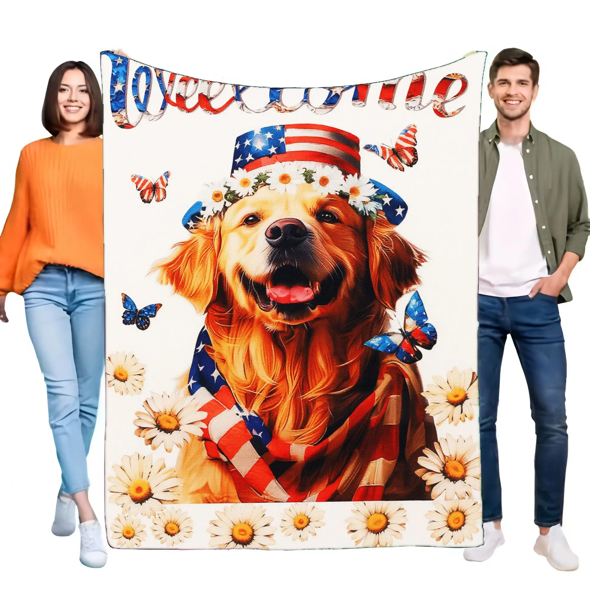 Welcome Home Golden Retriever Blanket Cozy Soft Throw Pet Decor Perfect for Dog Lovers Birthday Gift