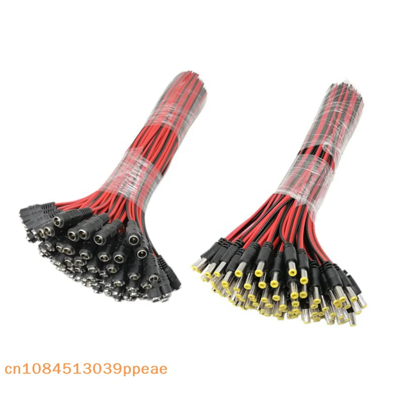 {QTG333} 5 Pcs Male+5pcs Female Jack Cable Pigtail CCTV Power Adaptor Plug Connector DC 12V 2.1x5.5mm