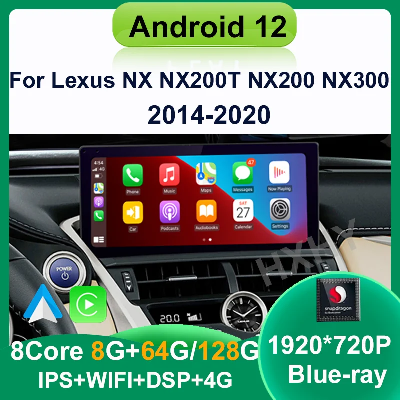 

Автомагнитола на Android 12, Snapdragon 8 +, 128 ГГц, GPS-навигация, мультимедийный плеер, экран CarPlay для Lexus NX NX200 NX200T 2014-2020
