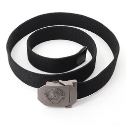 Ceinture militaire en toile pour hommes, nouvelle collection, emblème National soviétique 3D, boucle en métal, unisexe