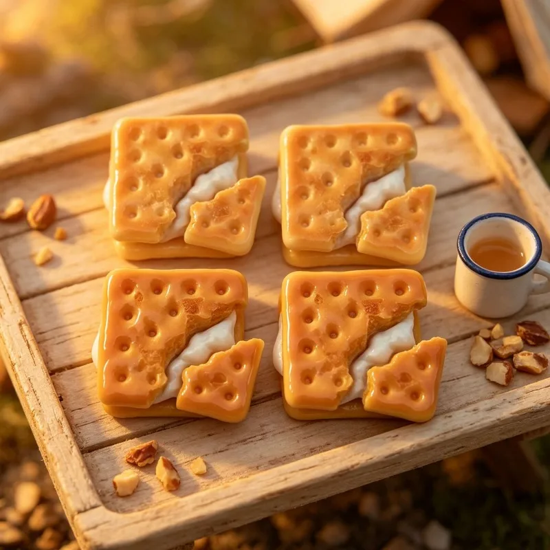 6/60pcs Simulated Sandwich Cookies Creative Play Miniature Keychains for DIY Accessories Refrigerator Dollhouse Decorations