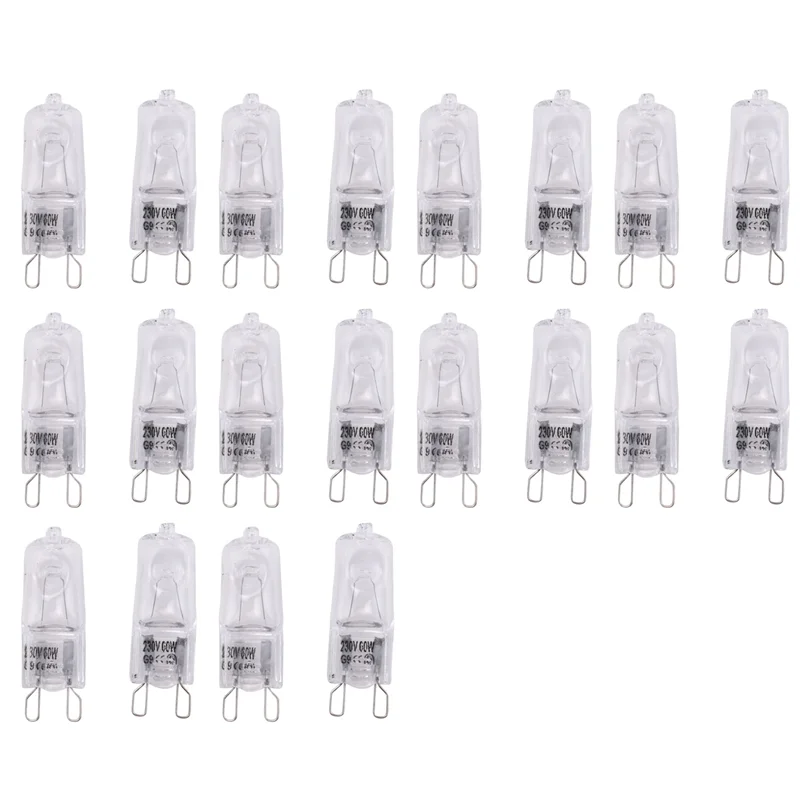 20Pcs G9 Halogen Light Bulbs, Clear Halogen Lamps Dimmable,Warm White 2800K For Chandeliers,Pendants,Landscape Lights-New