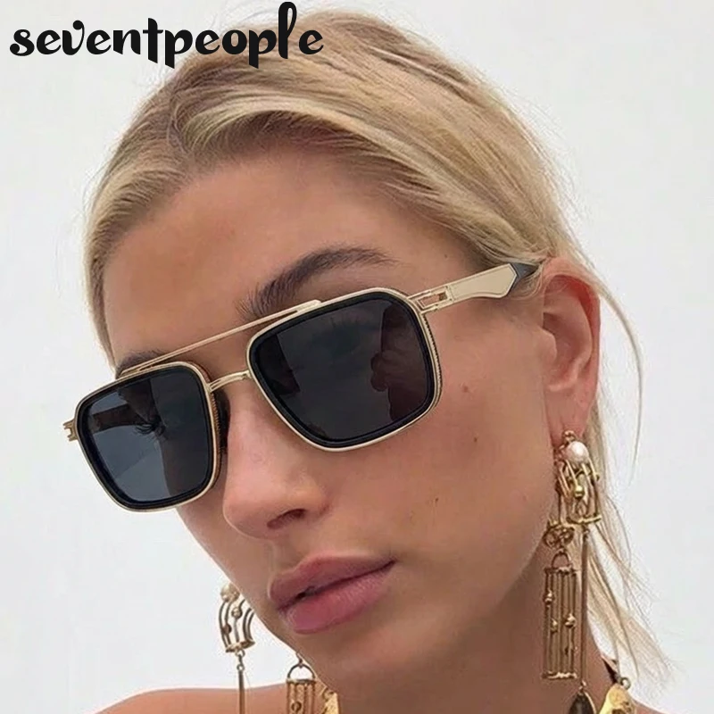 

Retro Square Punk Sunglasses Women 2026 Luxury Brand Vintage Double Beam Sun Glasses For Ladies Classic Metal Frame Shades