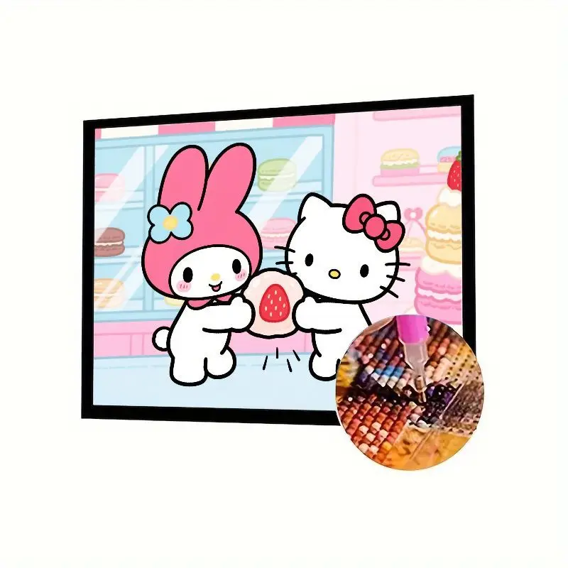 

1 шт., Hello Kitty & My Melody, милые друзья, соответствующие клубничным десертом, 5D набор для алмазной живописи «сделай сам», полная дрель, мозаика со стразами A