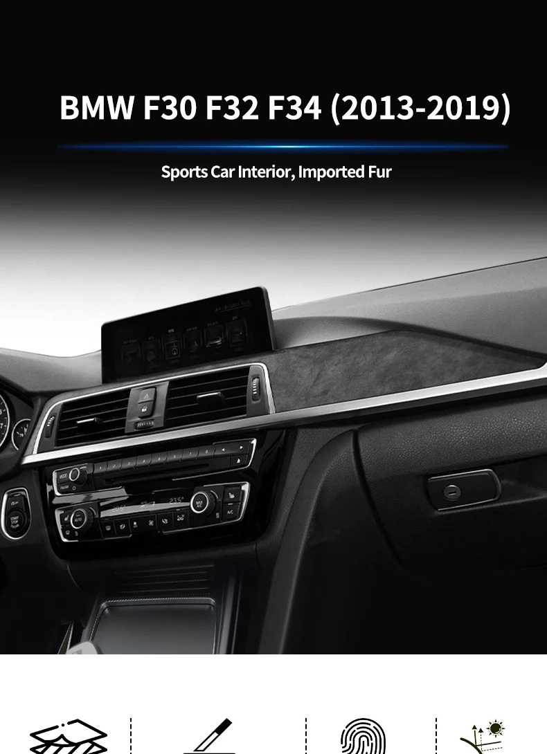 Für BMW F30 F32 F34 Mittelkonsole Armaturenbrett und Instrumententafel Verkleidungsaufkleber Auto-Innentuning-Zubehör aus Alcantara – Detail 1