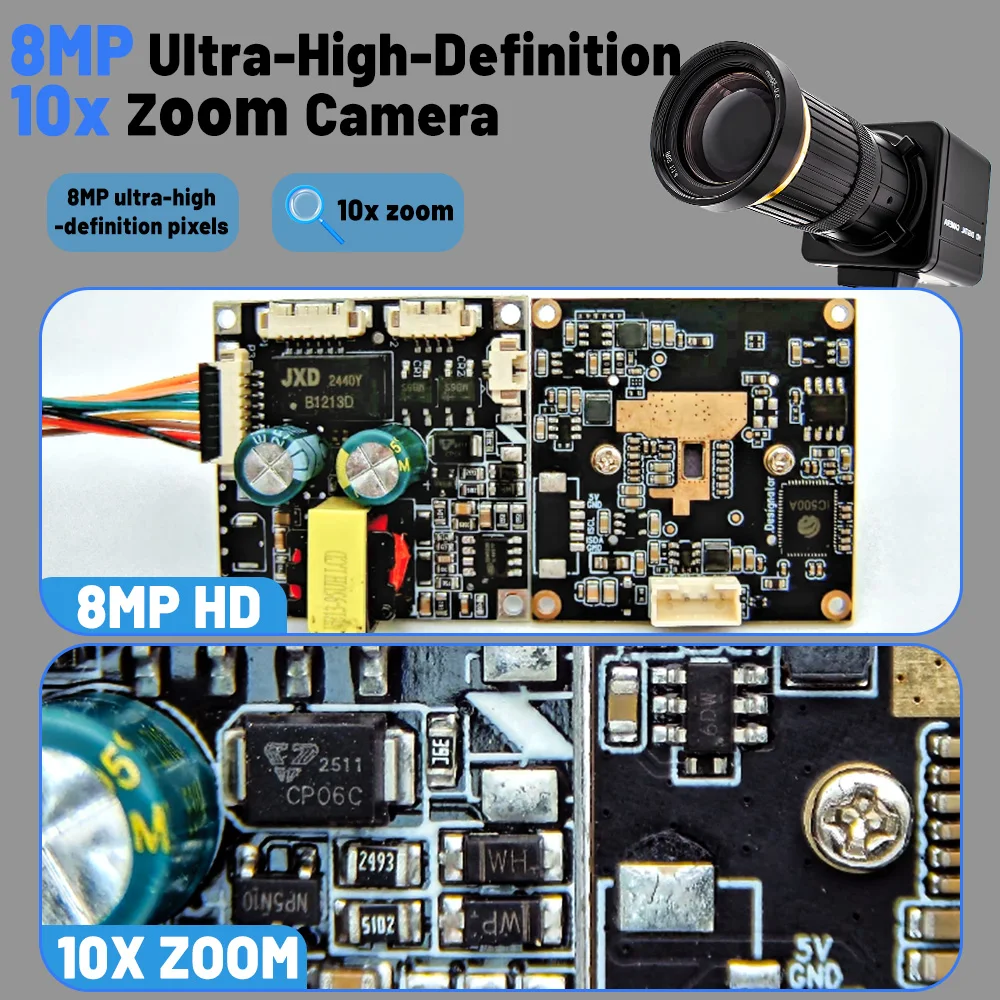 Cámara IP 4K POE IMX415 CMOS 3,6-10mm 5-50mm 8MP lente Varifocal caja de Metal soporte RTSP Onvif H.265 protección de seguridad cámara web HD