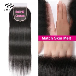 Unice Hair Deep Parting 5x5 HD Lace Closure Straight Peruvian Virgin hair Pre-plucked undetectable Skin Melt Lace Closure Invisi