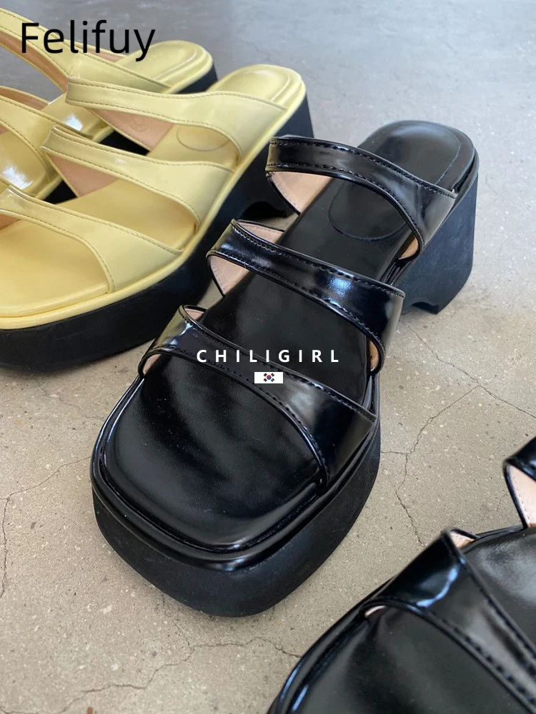 

Female Shoes Womens Slippers Outdoor Slides Platform 2025 Red Black Summer Sandals Shoes Woman's Slippers Platform Slides