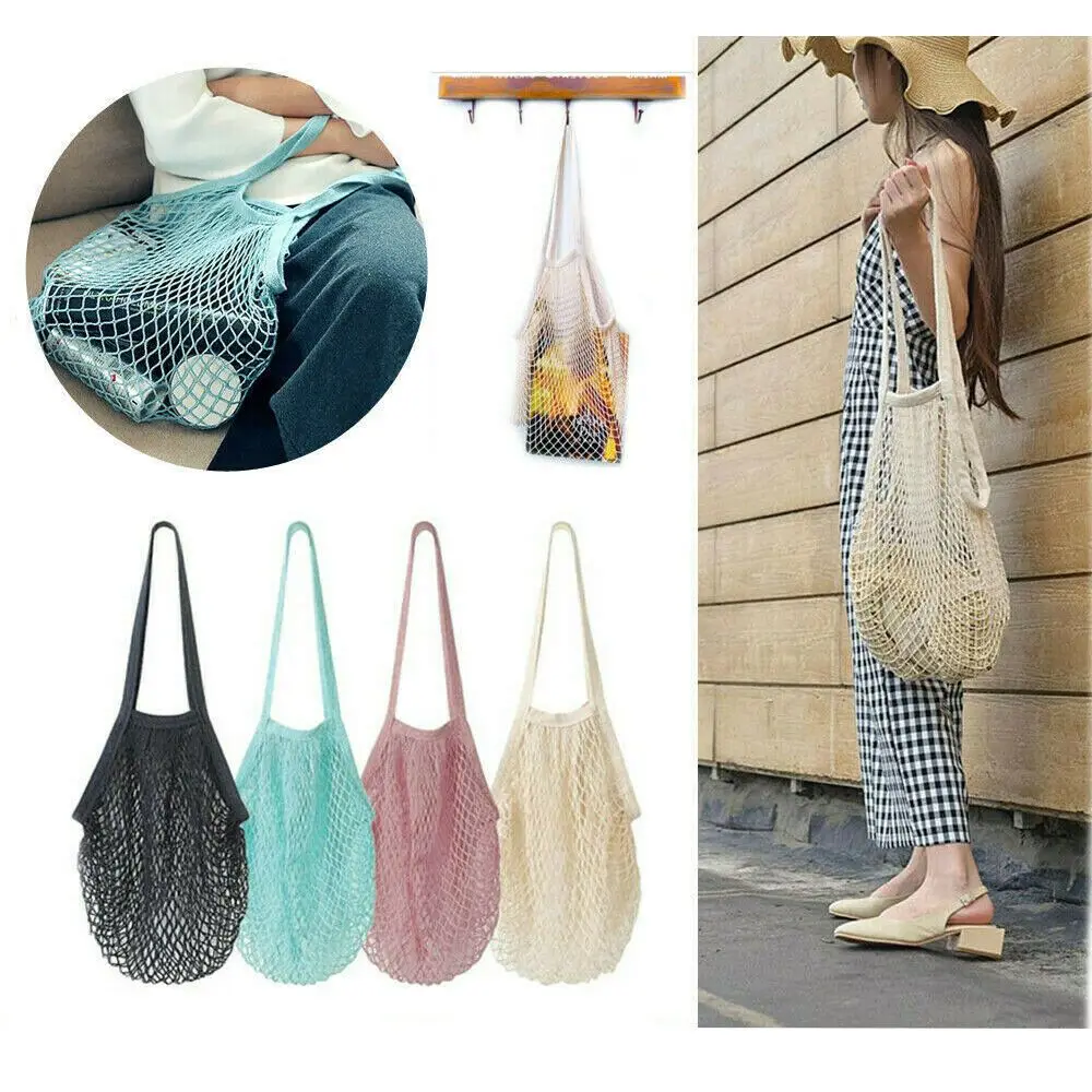 Hot Fashion Mesh Bag Reusable Storage Handbag Tote Net Turtle String Shopping Bags Portable Fruit Environmental Protection Tote