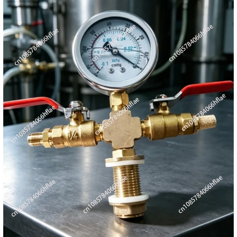 Silicone Oil Filled Negative Pressure Gauge Kit forVacuumDefoaming Tank, Range -0.1Mpa,Thread Sizes 8MM/10MM/7/16-20UNF