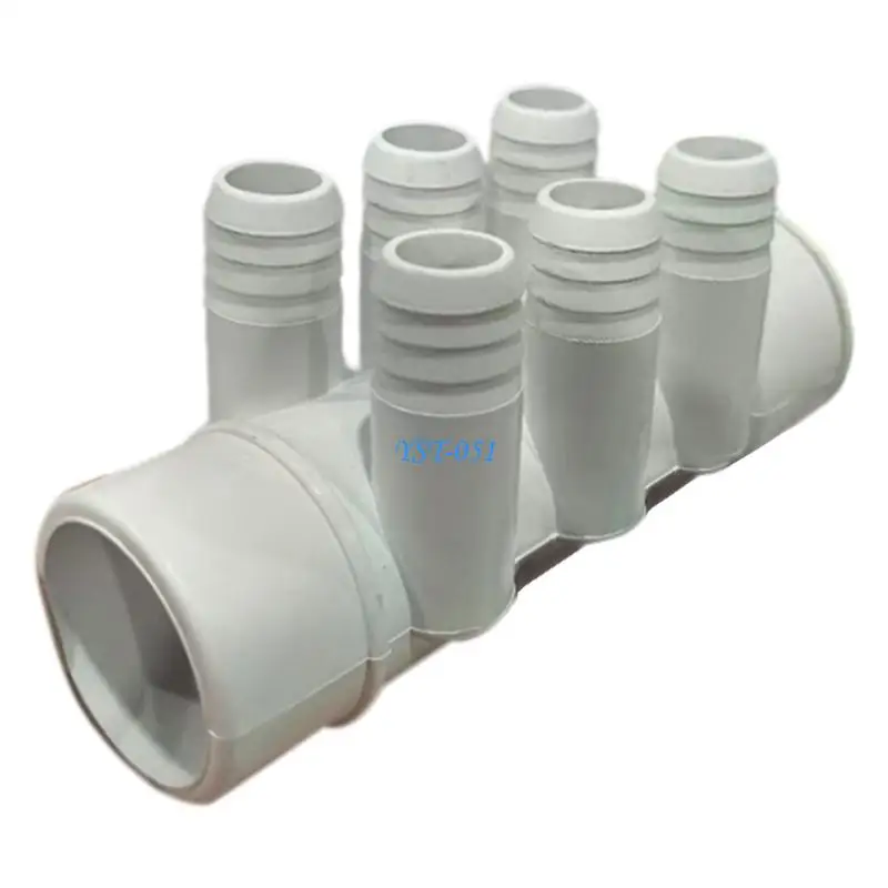 E15A PVC 6 Port Water Manifold Connector 1.5 to 3/4in for Bathtub Pipe Distribution