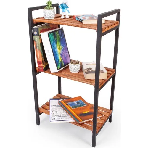 Blue Trend Wood and Metal Multi-Purpose Shelf Bookcase Kitchen and Bathroom Rack Shoe Upper