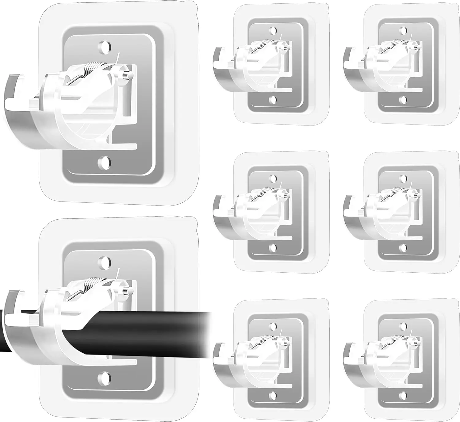 

No Drill Curtain Rod Holder Hooks, 8PCS Self Adhesive Brackets for Bathroom Kitchen, Clear