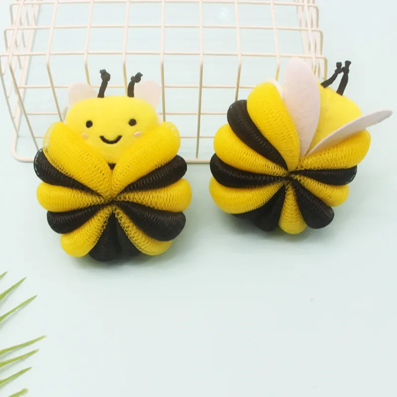 Bathroom Bath Balls Cute Body Cleaning Scrubber Ball Mesh Bath Ball Home Shower Ball Bee Shape Shower Sponge For Kids